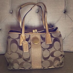 Authentic Coach Signature Stripe Carryall Tote